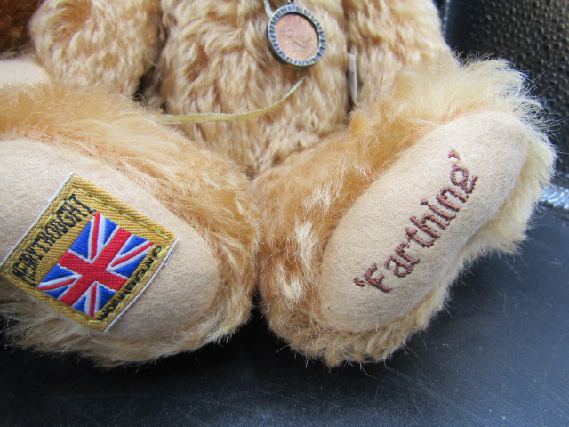 Merrythought ltd edition coin bears each with a coin Penny, Thruppence and Farthing - Image 4 of 8