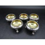 5 silver plated salt cellars with gilt lining