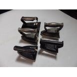 5 various polishing irons etc to incl J&J Siddons, Woodsetton Works etc