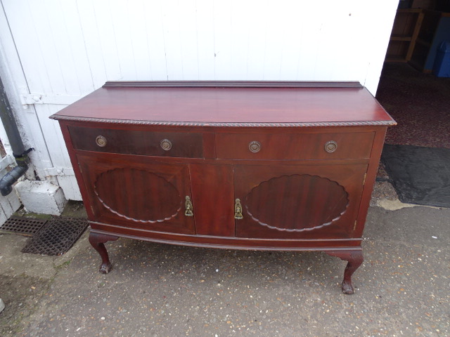 Mahogany sideboard on cabriole legs with ball and claw feet H97cm W139cm D49cm approx