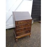 Small 4 drawer writing bureau with brass handles H96cm W59cm D44cm approx