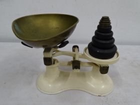 Vintage kitchen scales with weights
