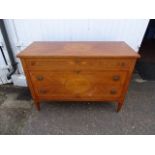 Italian inlaid walnut marquetry 3 drawer commode with keys H92cm W130cm D54cm approx