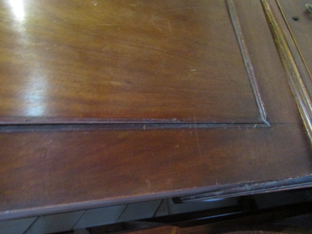 Mahogany linen press/cupboard with brass handles (needs some restoration, beading missing around - Image 13 of 13