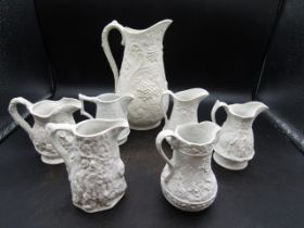 7 Portmeirion blanc de blanc jugs