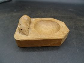 Robert 'Mouseman' Thompson of Kilburn oak pin tray 7.5cm x 10cm approx