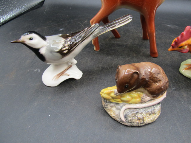 Beswick mouse, 2 USSR birds and a cherry brandy decanter in deer form - Image 3 of 8