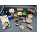 Collection of sewing boxes and pots