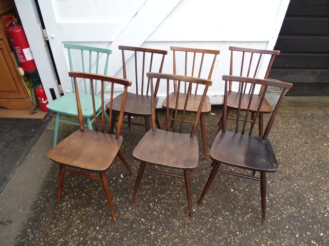 7 Ercol stick back kitchen chairs