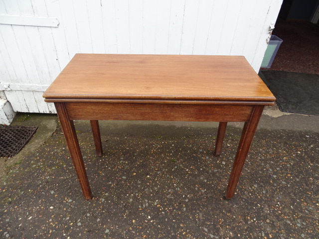 Mahogany fold out games/card table H73cm Top 44cm x 92cm approx