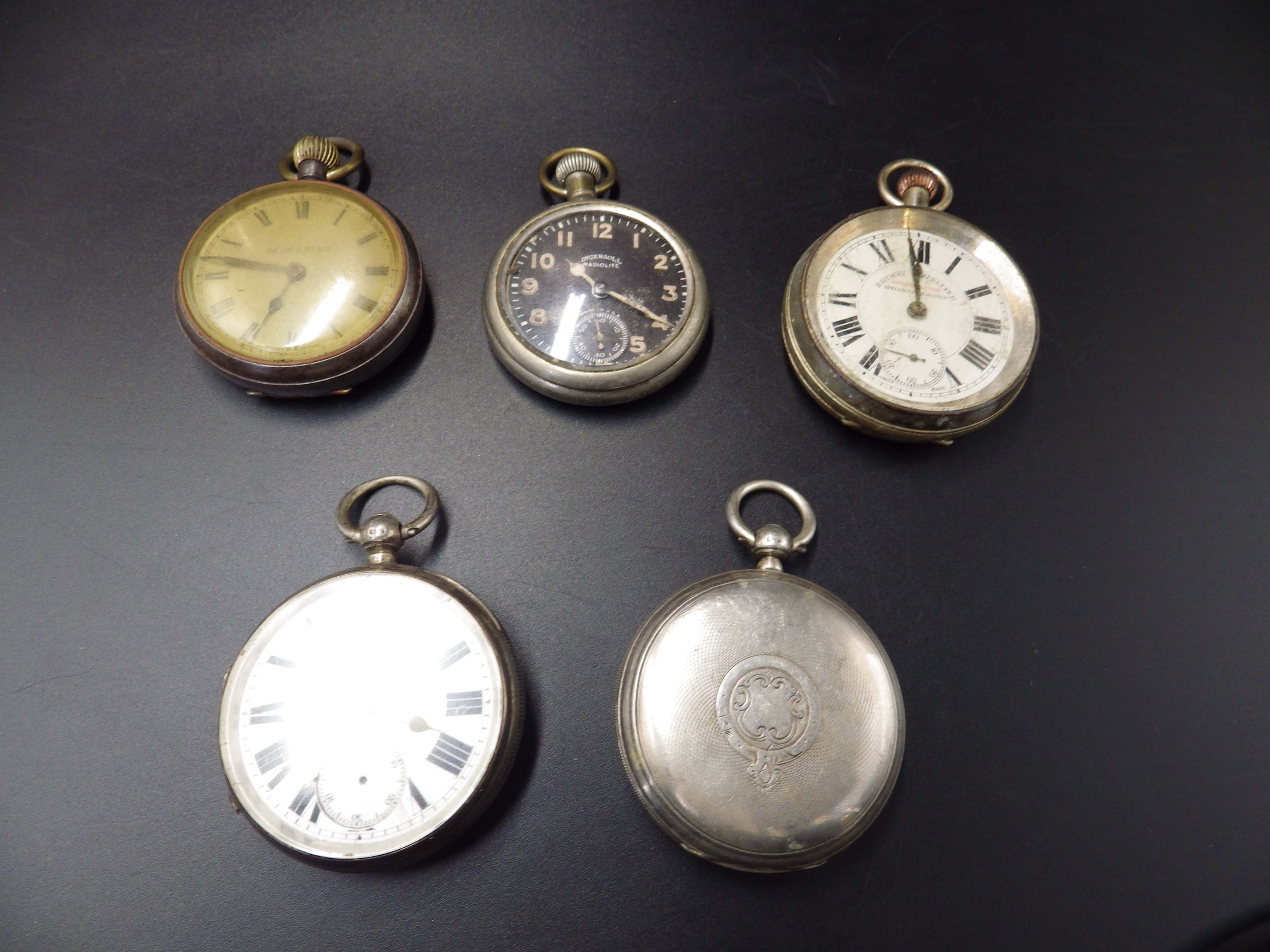 5 pocket watches - 2 are Silver cased both hallmarked Chester 1892 and 1900 hunter pocket watch (