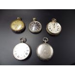 5 pocket watches - 2 are Silver cased both hallmarked Chester 1892 and 1900 hunter pocket watch (