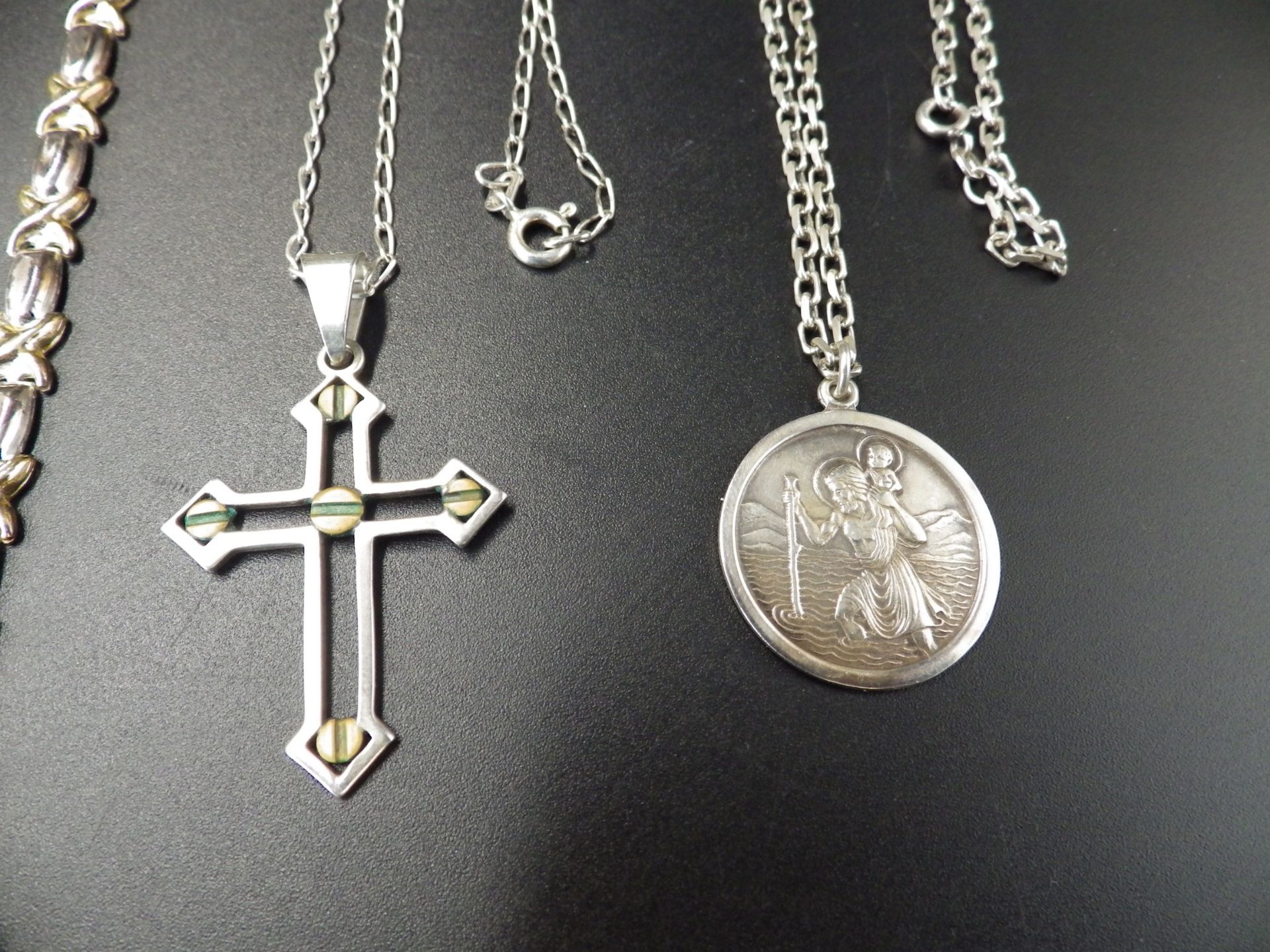 Silver lot - to include 3, 925 silver rings, a St Christopher pendant on chain, two bracelets, a - Image 3 of 3