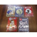 5 metal repro beer signs