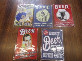 5 metal repro beer signs
