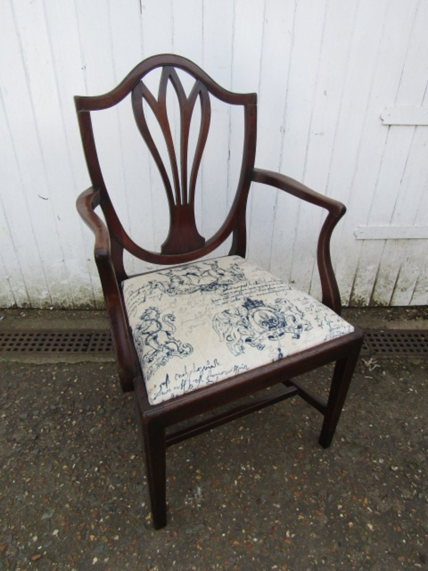 upholstered open arm chair