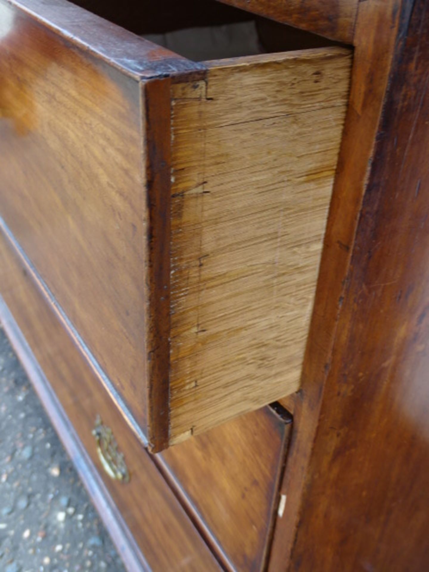 Mahogany linen press/cupboard with ornate brass handles 122cmW 208cmH 50cmD no key - Image 2 of 15