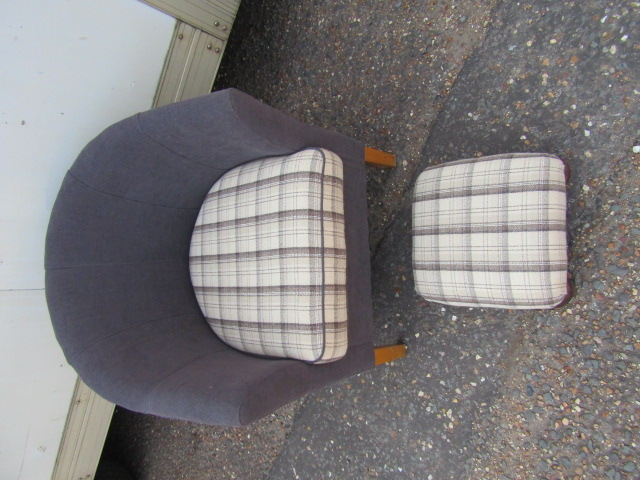 Upholstered tub chair and footstool - Image 3 of 3