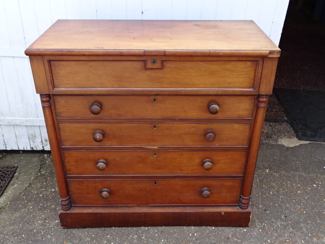 Mahogany 5 drawer chest H106cm W108cm D50cm approx