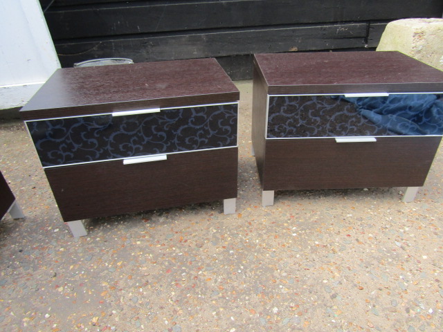 Pair of bedsides with detailed panel 55x39cm 45cmH