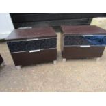 Pair of bedsides with detailed panel 55x39cm 45cmH