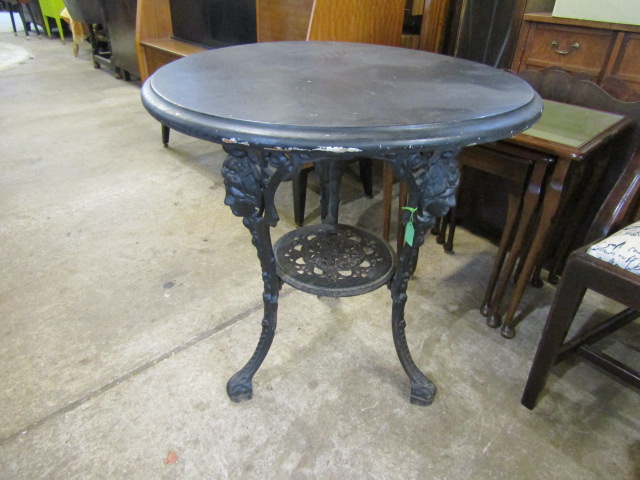 cast iron pub table with wooden top