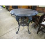 cast iron pub table with wooden top