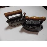 2 charcoal box irons to include 'The Baby Beatrice' and Dallinette