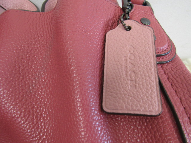 Coach pink pebble leather tote bag with dust bag - Image 3 of 7
