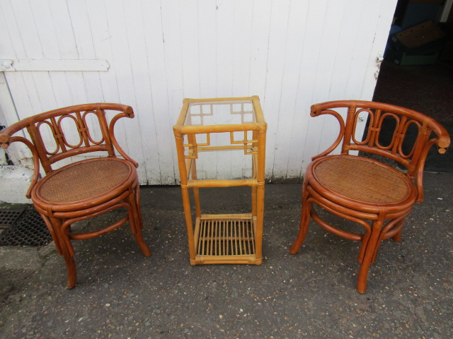 Bamboo table and 2 chairs