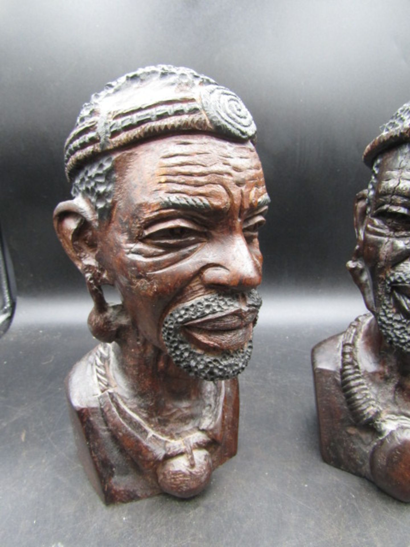 2 heavy carved busts 30cmH - Image 3 of 3