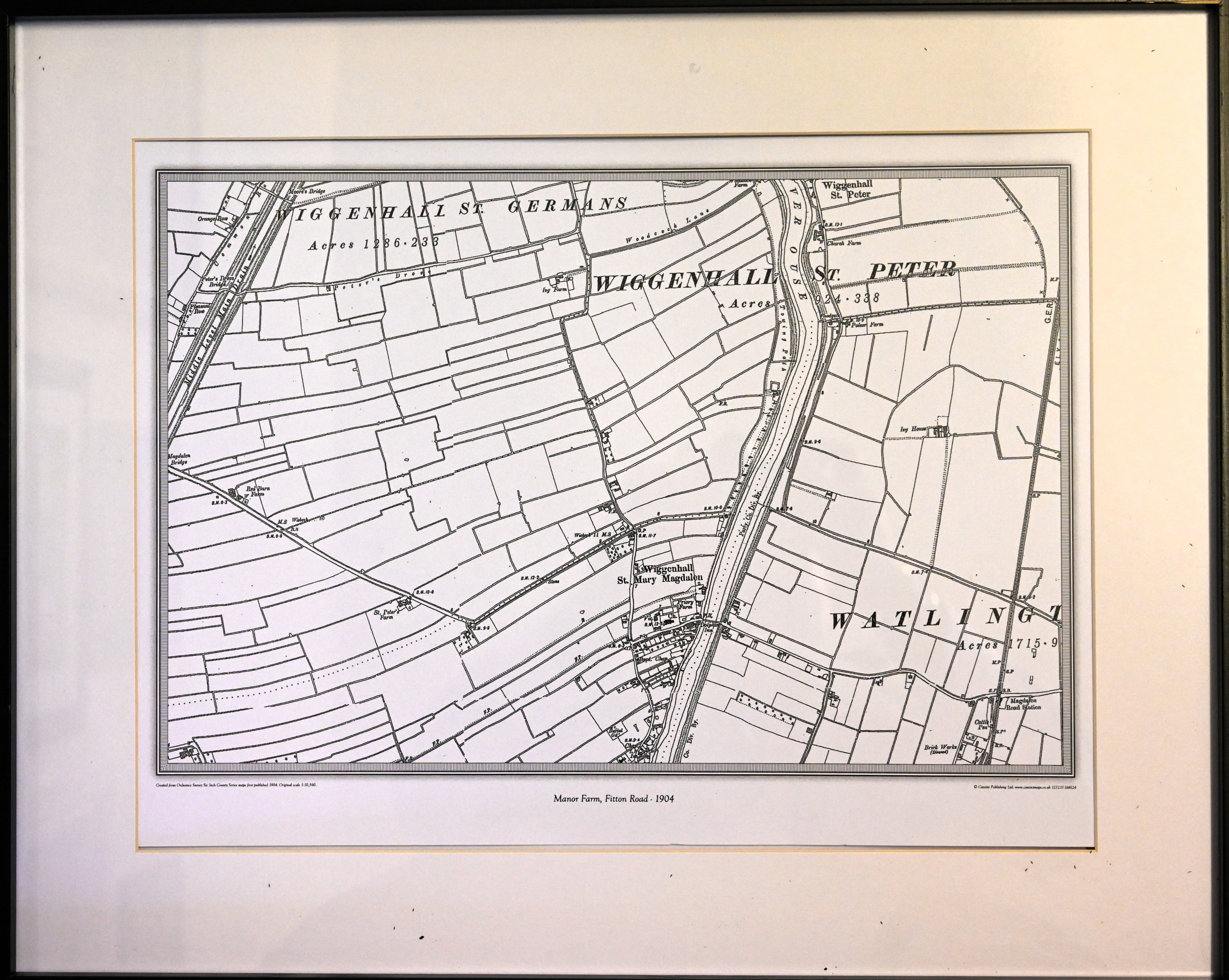 Four framed OS maps dated circa 1901-1904 of Wiggenhal St. Peter area - Image 5 of 6