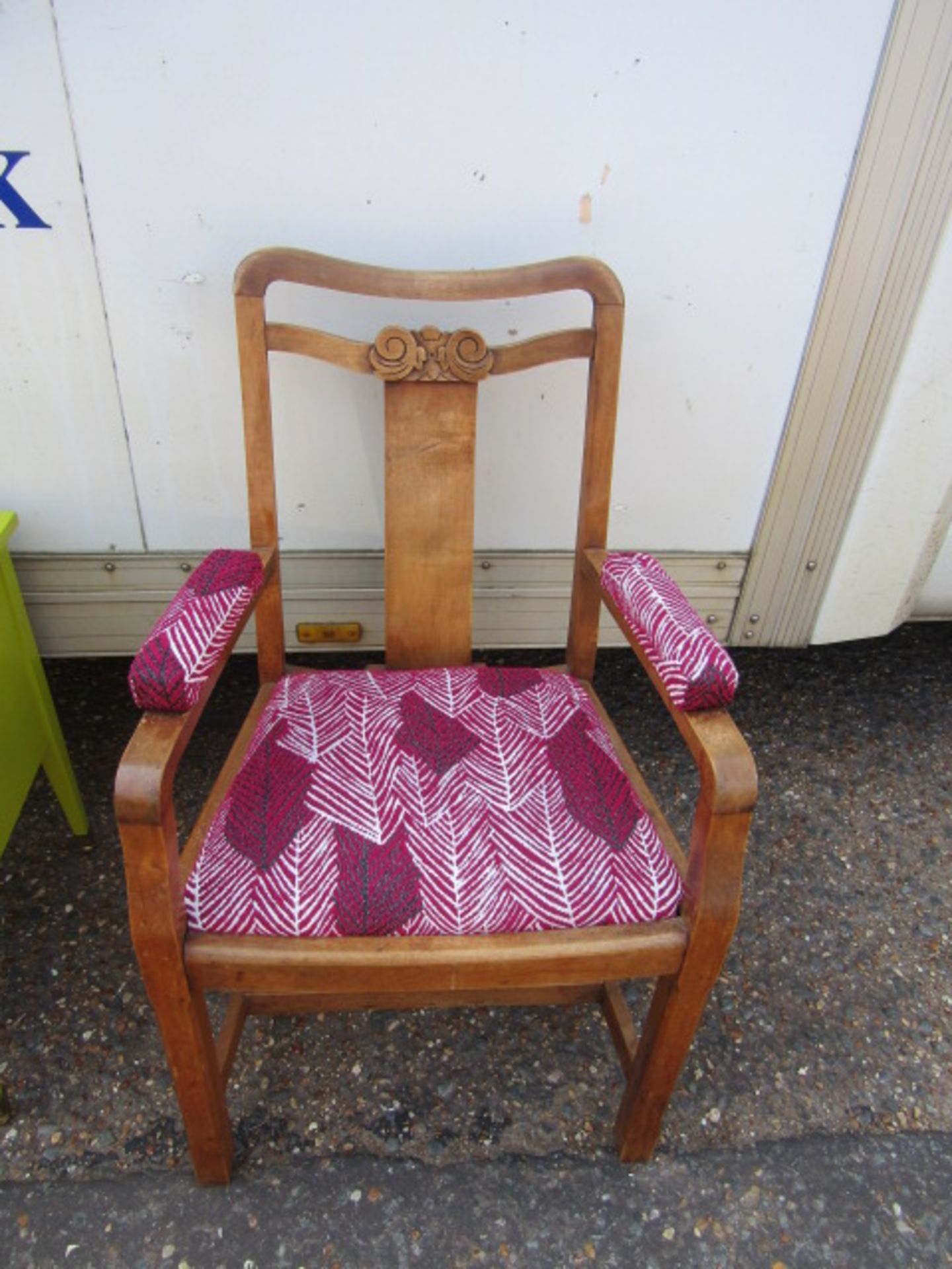 Upholstered open arm chair