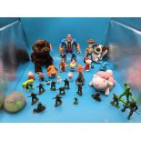 Collection of Figures including 1966 Snoopy with candle Disney Toy Story Beanies