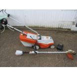 Stihl battery mower and strimmer with battery in working order and charger working