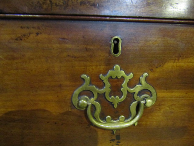 Mahogany linen press/cupboard with ornate brass handles 122cmW 208cmH 50cmD no key - Image 8 of 15