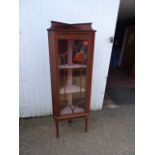 Edwardian mahogany corner display cabinet on legs H164cm W60cm D37cm approx