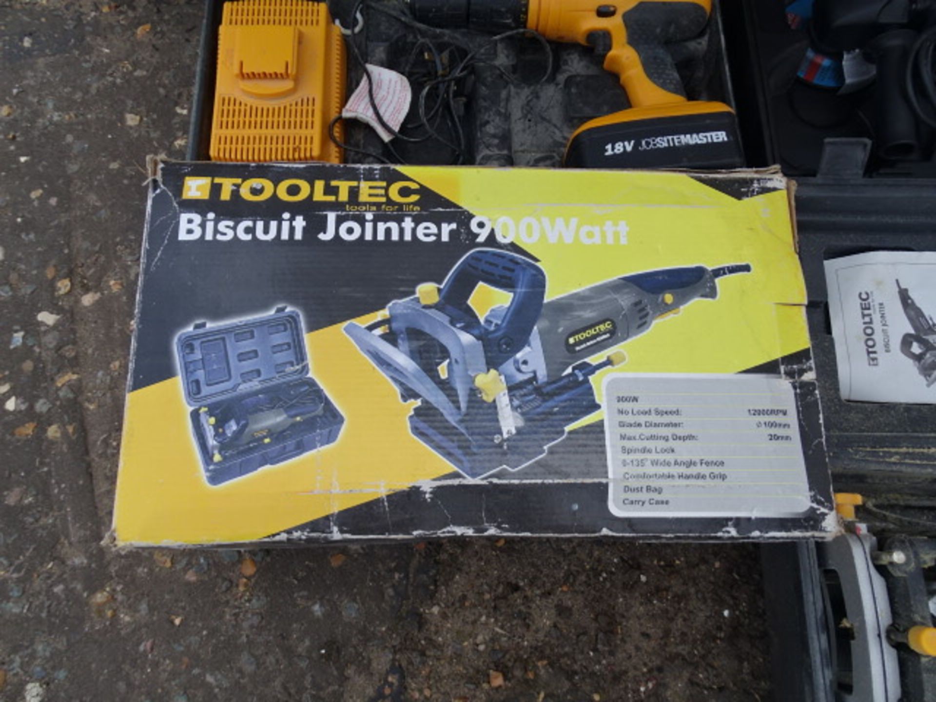 JCB cordless drill, angle grinder and Tooltec biscuit jointer - Image 5 of 5