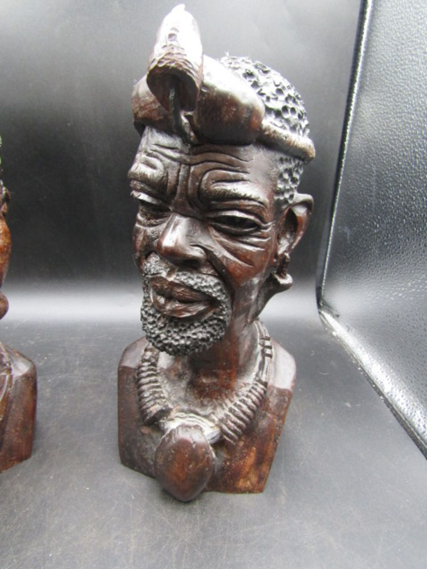 2 heavy carved busts 30cmH - Image 2 of 3