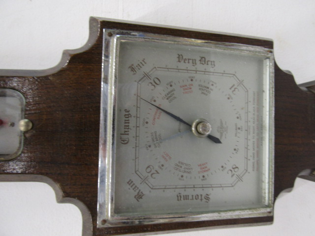 A square  barometer in oak case - Image 2 of 2