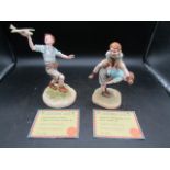 Peakdale figurines 'Leapfrog' and 'Boy in flight' both with certs and boxes