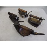 4 assorted gas irons to incl R G Thwaites The Premier no 2436? Hyde Park, The Monarch of all, T