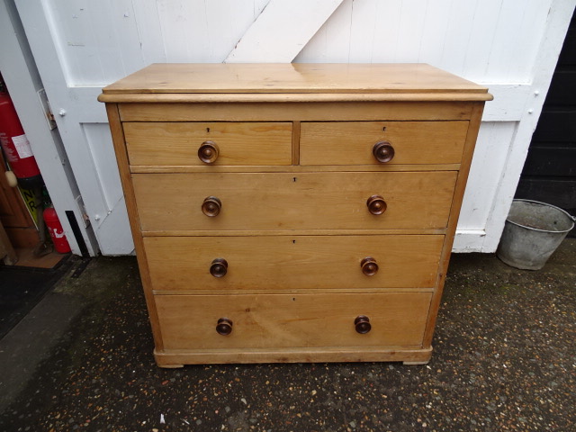 Vintage pine 2 short over 3 long chest of drawers  97x55cm 105cmH