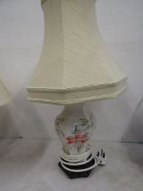 Oriental style Ceramic based table lamp with shade (no plug)