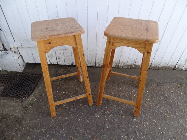 Pair of pine stools