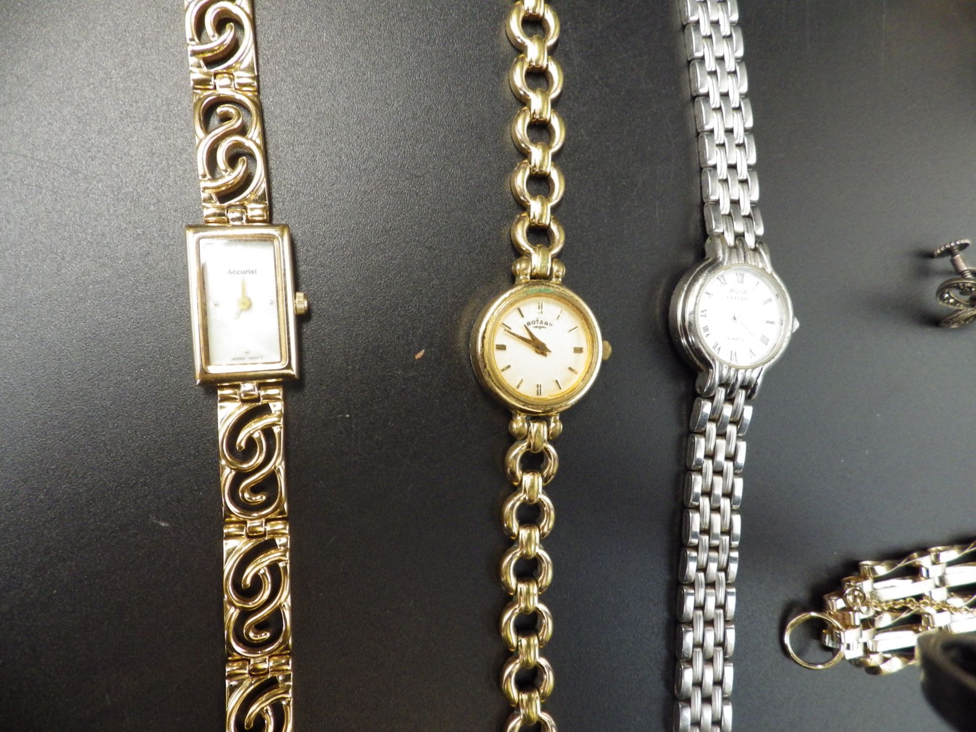 Costume jewellery lot to include 3 ladies watches - Accurist, Rotary and Avia, a bracelet, marcasite - Image 2 of 5