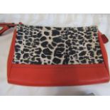 Coach red & animal print make up/ soft bag