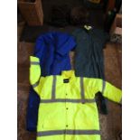 2 x Dickies overalls (one thick and one with tags) hi vis jacket with tags and various wax