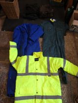 2 x Dickies overalls (one thick and one with tags) hi vis jacket with tags and various wax