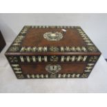 Victorian burr walnut decorated sewing box